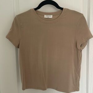 Babaton tshirt waist length tan colour